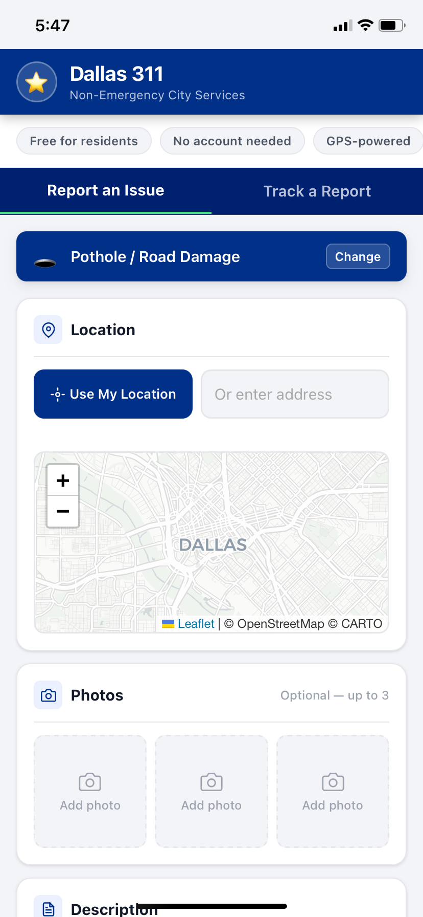 GPS location and photo upload